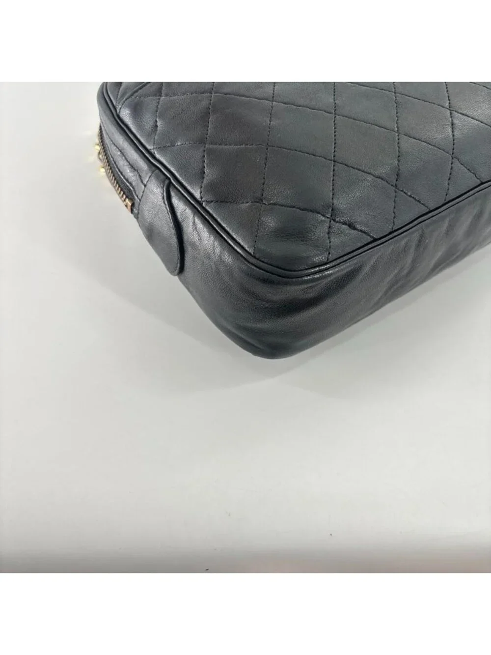 Chanel Super Quilted Lambskin Chain Shoulder Bag Black